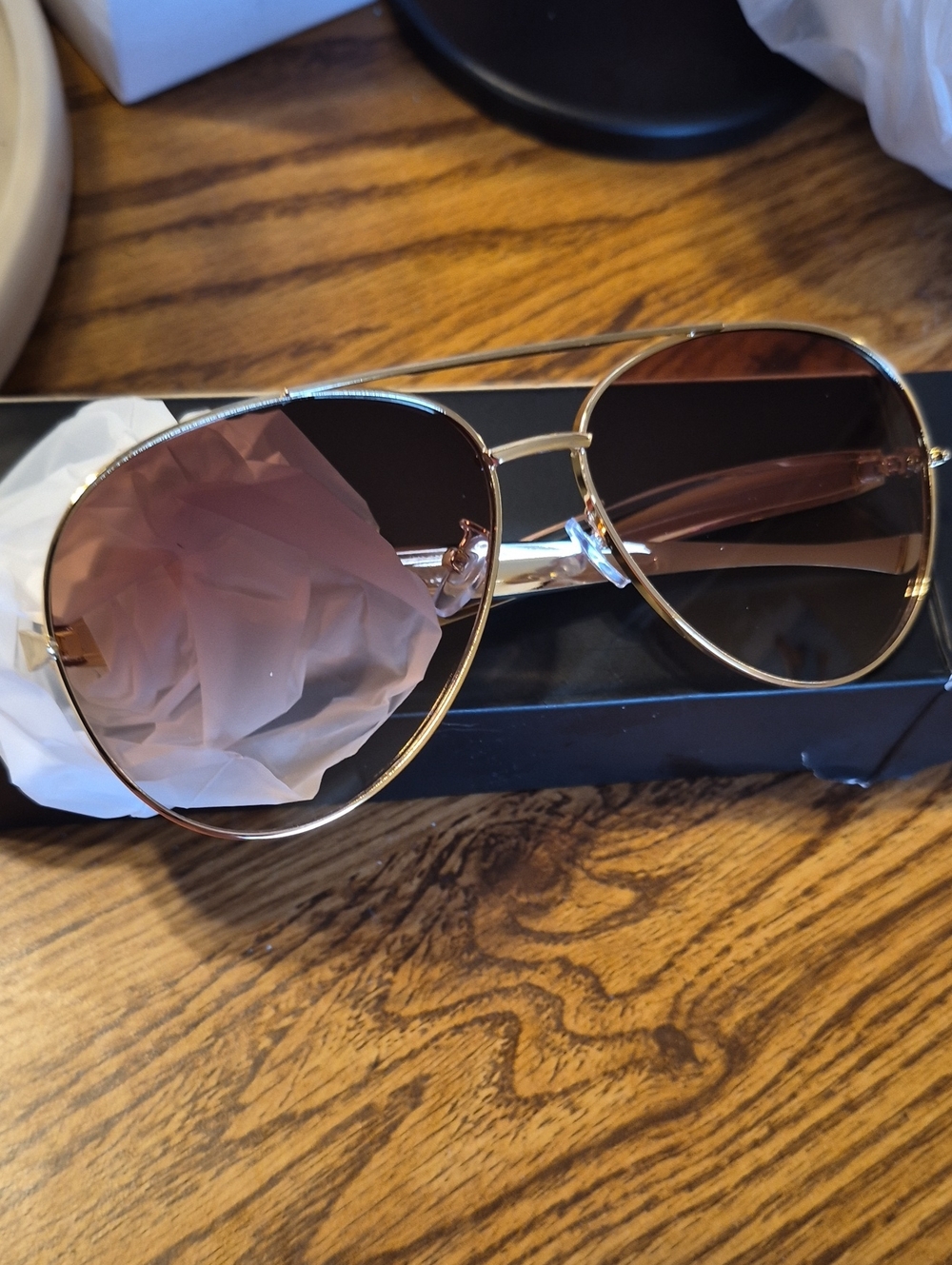 Gold Frame Aviator Sunglasses with Brown Gradient Lenses
